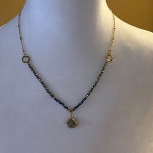 Gold and Blue Beaded Necklace